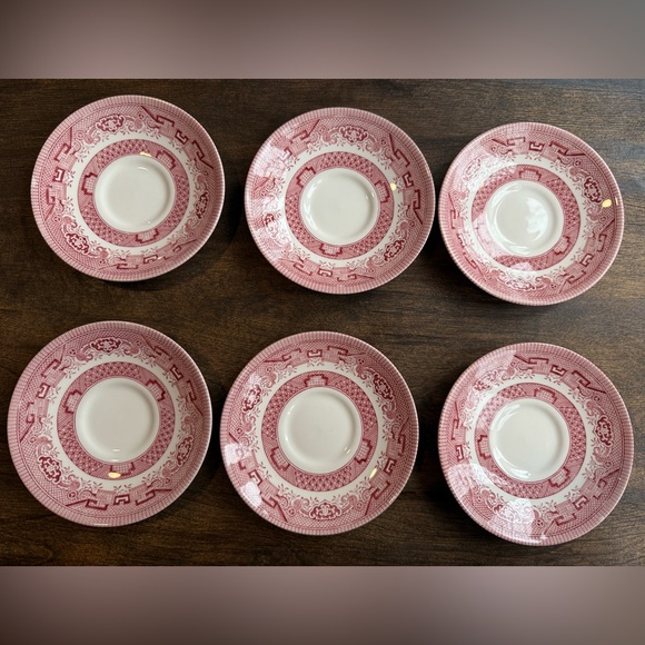 VTG Set of 6 Churchill Pink Willow Teacups with Saucers - Picture 11 of 13